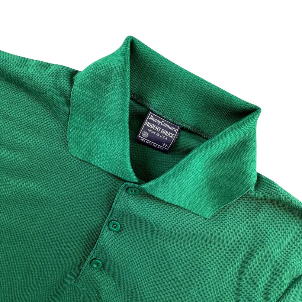 Jimmy Connors Robert Bruce Polo Shirt Mens M Green Vintage Pique JC Logo USA